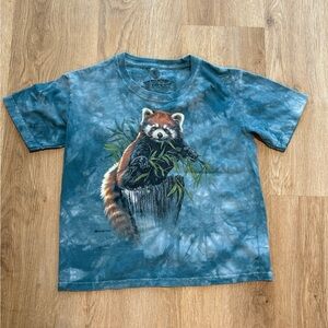 The Mountain Blue Tie-Dye Shirt with Red Panda Graphic